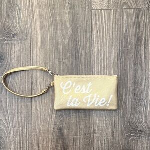 C'est la Vie Gold Wristlet Clutch